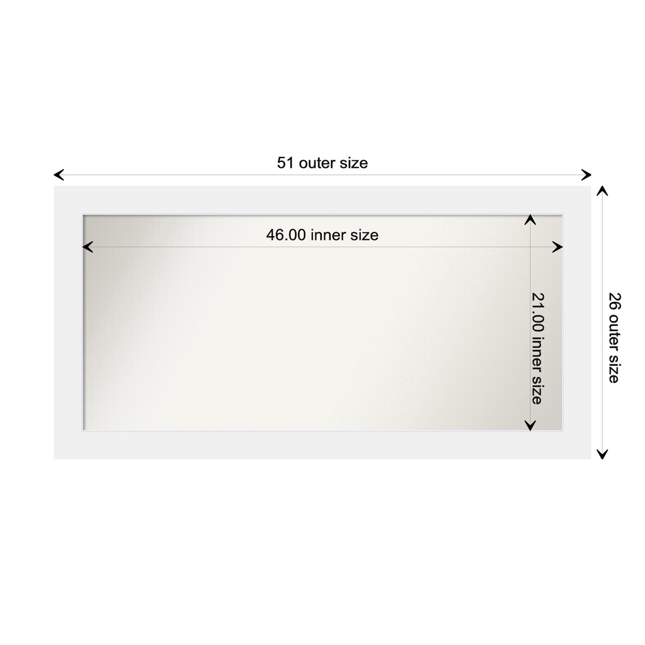 Corvino White Non-Beveled Custom Framed Bathroom Vanity Wall Mirror